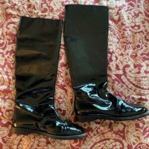 Jimmy Choo patent leather faux fur lined boots size 6.5